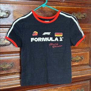Formula 1 Black Crop Top with Red Accents